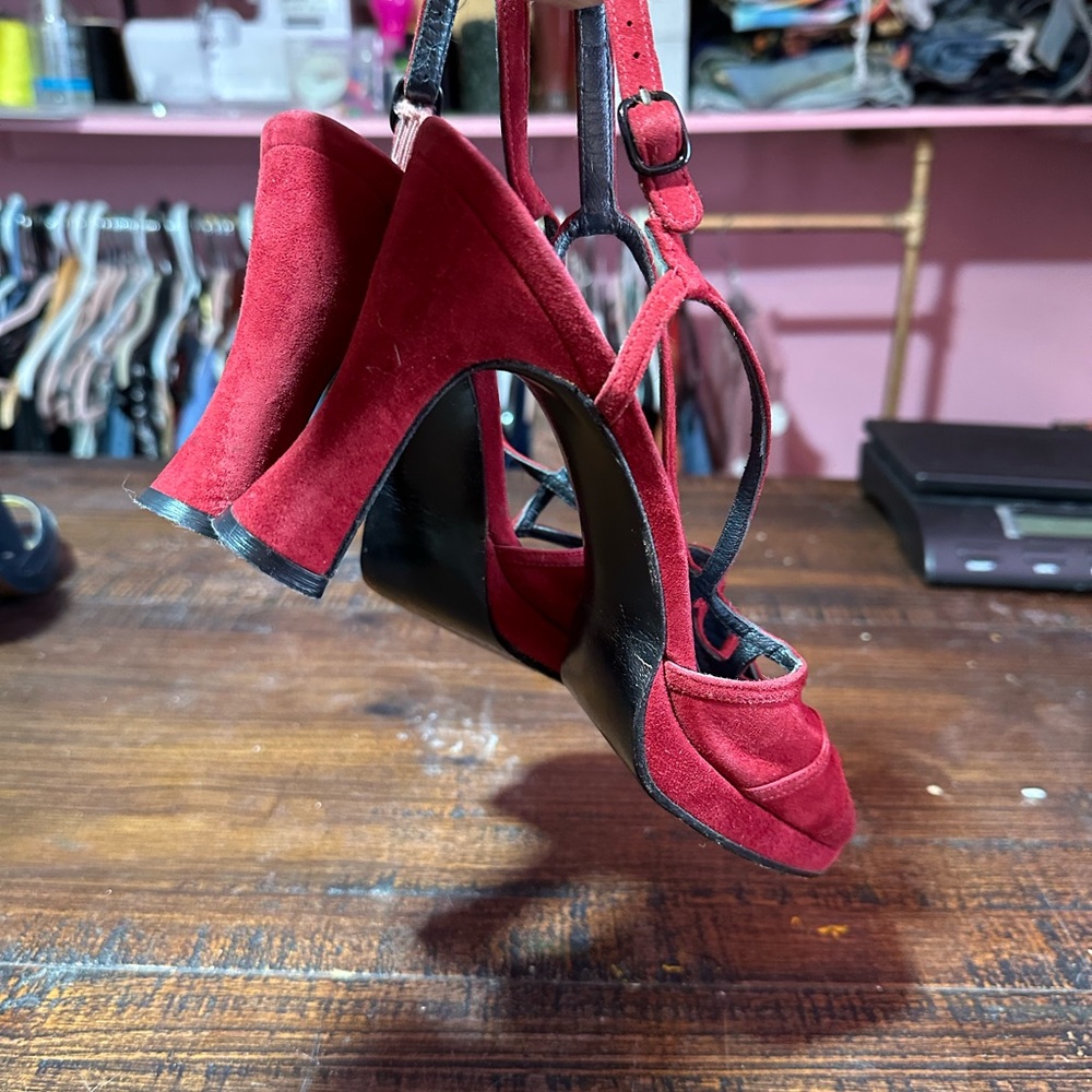 Stuart Weitzman Red Suede Heels